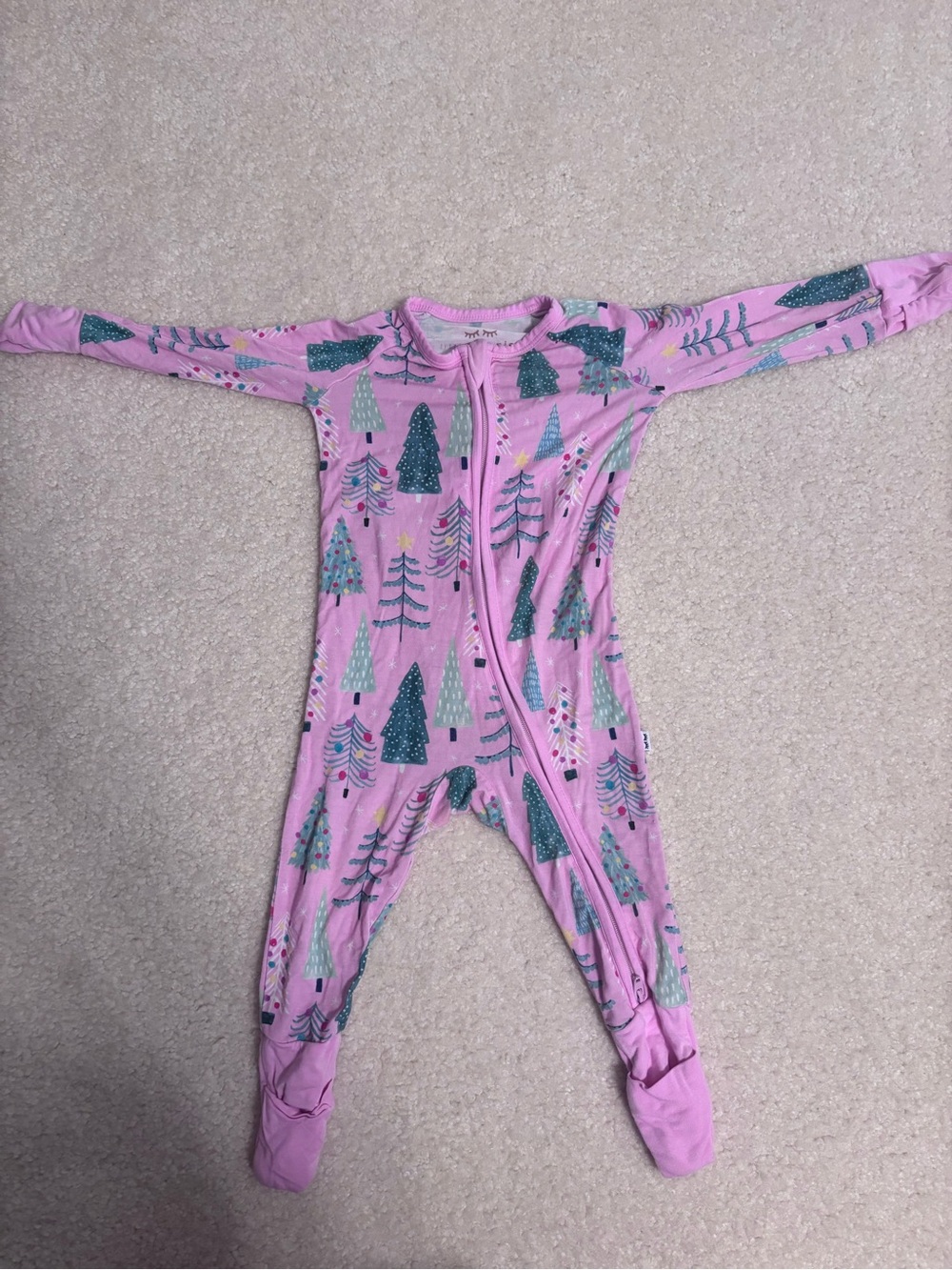 Little sleepies Pink Holiday Tree One-Piece Pajamas